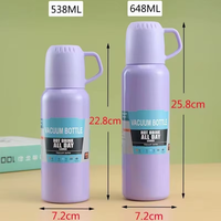 Ensemble de tasses à trois couvercles de type nouveau 2024 pour l'exportation, en acier inoxydable 304, tasse droite avec boîte cadeau, thermos et flasques isothermes
