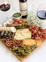 Planche à découper double face en bambou pour la cuisine, la salle à manger, l'extérieur, avec plateau de service pour fromage et fruits