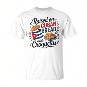 Camiseta Raised On Cuban Bread And Croquetas para adultos, unisex, cuello redondo, manga corta, impresión digital - Product Image 2