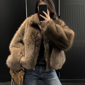 Manteau court en fausse fourrure de <span class=keywords><strong>renard</strong></span> pour femme, nouvelle collection hiver, veste ample en peau de mouton écologique, vêtement d'extérieur chaud et polyvalent - Product Image 4
