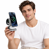 Chargeur sans fil à refroidissement semi-conducteur 4 en 1, support de charge magnétique pliable pour smartphone, montre connectée et écouteurs