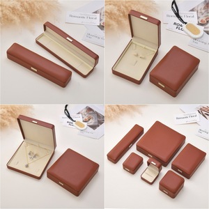 Luxury Classic Eco-friendly PU Leather Flip Jewelry Box Velvet Lining Rectangle Shape Square Pattern for <b>Necklace</b> Ring Display - Product Image 6