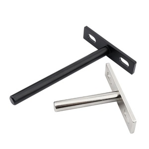 Support mural invisible en T de 8 mm nickelé noir pour suspension de cloison, quincaillerie de support de tablette en bois - Product Image 1