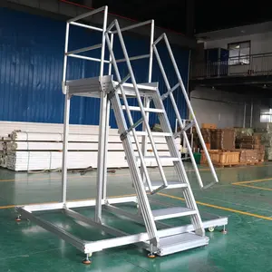 De aluminio de la Asamblea escaleras y plataforma de aluminio personalizado puntal de perfiles con pasamanos de seguridad