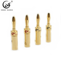 Connecteur banane audiophile, laiton plaqué or de qualité supérieure avec structure à ressort de précision pour l'assemblage de câbles d'amplificateur et de haut-parleur