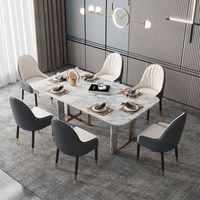 Ensemble de table à manger rectangulaire moderne en pierre frittée au design unique et luxueux avec des fonctionnalités pliables/extensibles, meubles de salle à manger