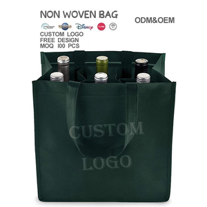 Sacs porte-bouteilles de vin en tissu non tissé personnalisés OEM/ODM avec poignées, couleur personnalisée, durables et réutilisables pour bouteilles de vin - Product Image 4