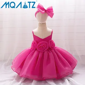 MQATZ New Arrivals Sleeveless Girls Party Birthday Flower Dresses High Quality Dresses With Headband Dresses For Baby Girls