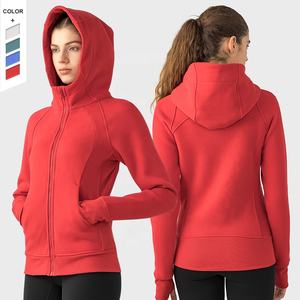 Vente chaude veste pour femmes légère fermeture à glissière complète à capuche coupe-vent respirant séchage rapide coton Fitness vêtements imprimer - Product Image 1