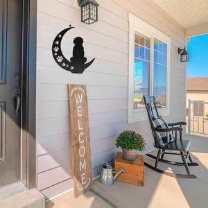 Sculpture murale en métal de chien noir, statue décorative d'extérieur, art mural suspendu pour la maison, décoration murale encadrée - Product Image 4