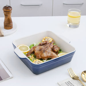 Plat à four carré en céramique écologique <span class=keywords><strong>de</strong></span> haute qualité et plat à <span class=keywords><strong>gratin</strong></span> pour la cuisine à domicile, pour cuisiner des pommes <span class=keywords><strong>de</strong></span> terre et du poulet - Product Image 3
