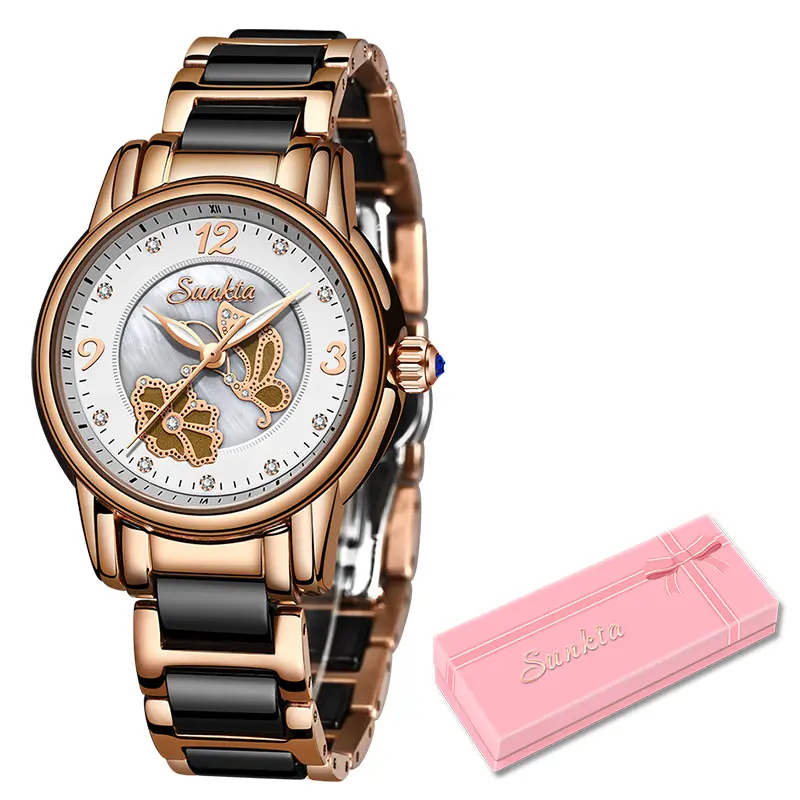 SUNKTA New Listing Rose Gold Women Watch Quartz Watch Ladies Top Brand Luxury Female Watch Waterproof Girl Clock Relogio Femino