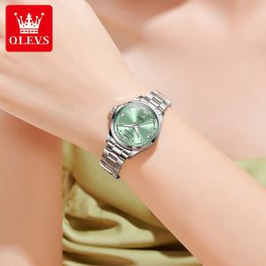 Montre à quartz lumineuse de luxe en acier inoxydable avec logo personnalisé OLEVS 3668 pour femmes étanche calendrier dame sport caractéristiques de la mode - Product Image 4
