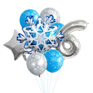 Frozen Balloon Set Sneeuwvlok Ballonnen Met Blauwe Starburst Voor Winter Kerst Baby Shower Verjaardagsfeest Benodigdheden Decoraties