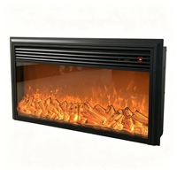 Cheminée électrique encastrée à flamme simulée avec télécommande via application pour sons de bois de chauffage crépitants et musicaux