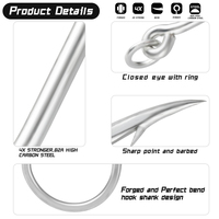 KONA Double Babr MONSTER Kail Pancing Baja Karbon Tinggi Super Kuat - Cincin Baja Dilas untuk Memancing Cumi Tuna Air Asin (Berbagai Ukuran)
