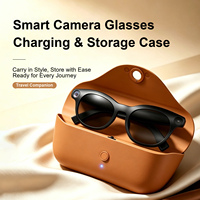 Lunettes intelligentes IA avec caméra, assistant vocal IA ChatGPT intégré, lecture de musique, traduction en temps réel avec étui de charge 2000 mAh