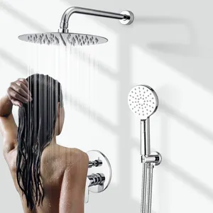 Wall Recessed Concealed Shower Mixer Faucet Set With 2 Functions Shower System