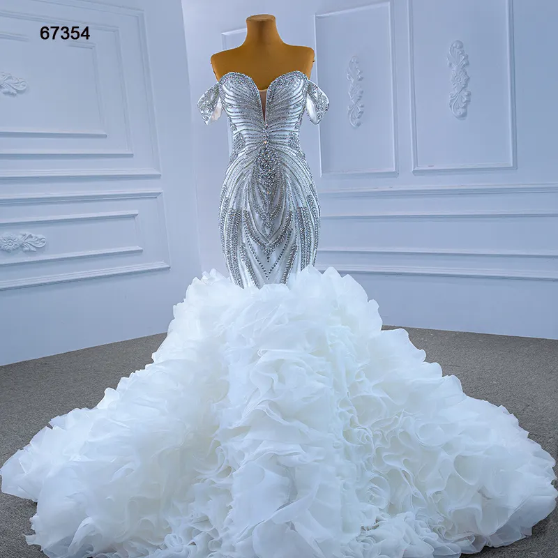 Jancember RSM67354 Luxury Beautiful White Wedding Dress Bridal Gown For Women