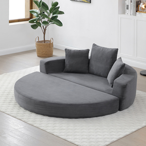 Sofá de Dos Plazas Minimalista con Brazos Curvos, Tapizado en Corduroy Texturizado, Combinable para Espacios Pequeños y Casas de Huéspedes - Product Image 3