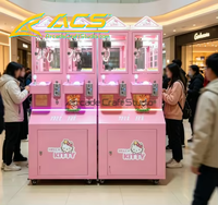 Mini machine à griffes ACS Source Factory, jeu d'arcade à monnayeur pour 2 joueurs, pour jouets en peluche pour enfants, en métal, rose, mignon, pour intérieur, garantie 1 an