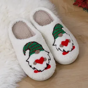Nicecin New Christmas Hat Smiley Gesichts muster Baumwolle Warmer Plüsch Fuzzy House Winter Home Flauschige Mode Pelz Hausschuhe