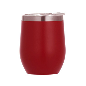 Custom Logo 12oz Egg Shape Double Wall Vacuum Sealed Stainless Steel Mug Insulated Thermal Tumbler with Lid for Office - Product Image 1