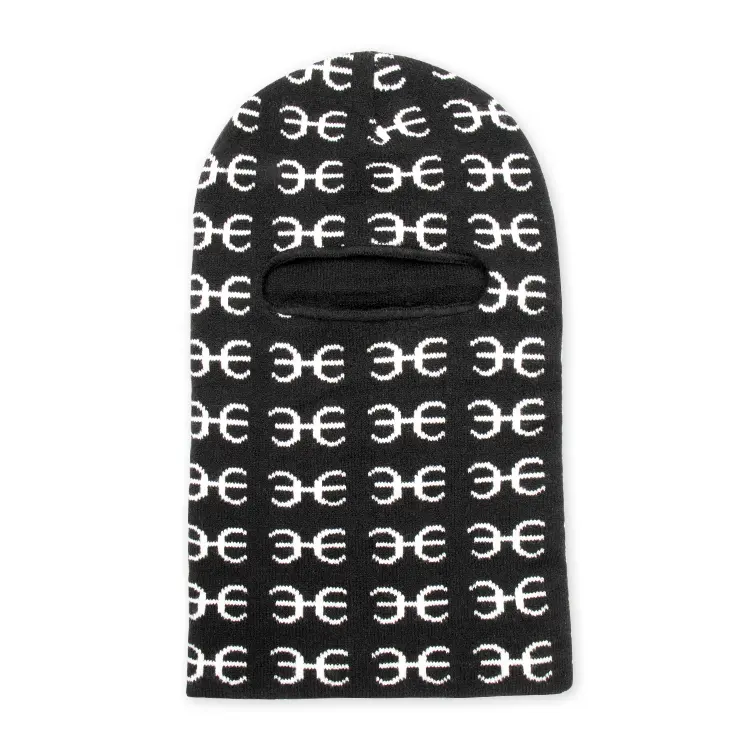 Jacquard Volledige Gezicht Knit Cover Een Gat Bivakmuts Custom Logo Hood Masker Acryl Gebreide Designer Ski Masker