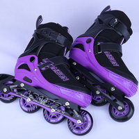Patins à roulettes professionnels pour enfants et adultes, 4 grandes roues en PU, roulements ABEC-7, châssis réglable en alliage d'aluminium, lumières clignotantes, pour l'extérieur