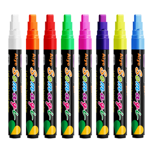8 xóa được thấp-mùi Led <span class=keywords><strong>Neon</strong></span> màu sắc ánh sáng ban Bút chất lỏng Chalk Markers cho bảng đen hoặc bảng đen Khô & Ướt xóa đánh dấu - Product Image 2