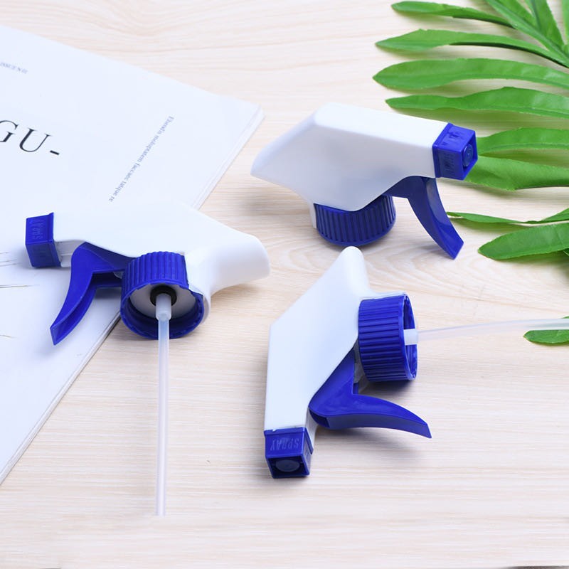 Spéciale blanc-bleu en plastique 28/410 bouteille fine de jet de brume gâchette tête pour désinfectant bouteille couverture