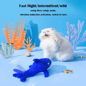 हॉट सेल रिचार्जेबल शार्क डिज़ाइन पालतू चबाने वाला खिलौना इलेक्ट्रिक स्क्वीकी कैटनिप खिलौना बिल्ली के लिए इंटरैक्टिव बिल्ली आलीशान खिलौना