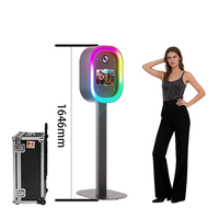 2026 Hot Selling Oval Landscape DSLR Photo Booth Dengan Kontrol APP Lampu RGB & Kipas Pendingin iPad Photobooth Untuk Bisnis Sewa