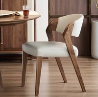 Chaises de salle à manger modernes en cuir avec structure en bois massif, assise rembourrée confortable pour salle à manger, bureau à domicile et usage quotidien
