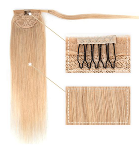 Extensions de cheveux queue de cheval à enrouler, cheveux humains vierges Remy, 12 à 40 pouces, 80 à 100g par paquet, installation facile avec clip, peigne et bande magique - Product Image 3