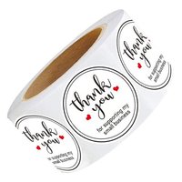 Étiquettes en vinyle imperméables à faible quantité minimale de commande autocollants d'étiquette de remerciement ronds personnalisés autocollant en rouleau auto-adhésif