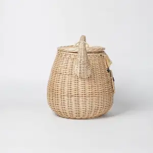 Cesto di vimini intrecciato a mano con coperchio in Rattan sostenibile con giacinto d'acqua