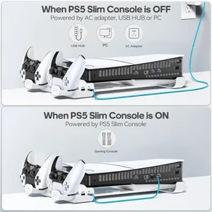 Base de Refrigeración Horizontal para Consola <span class=keywords><strong>PS5</strong></span> Slim, <span class=keywords><strong>Cargador</strong></span> de Controles para PlayStation 5 Slim Edición Disco y Digital - Product Image 6