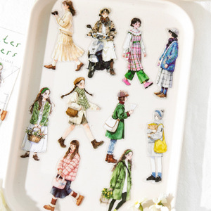 30 Fogli/Pacco di Adesivi PET con Tema Retrò di Personaggi e Angoli di Strada, Decorazioni Fai-da-Te per Quaderni e Cover per Telefoni - Product Image 1