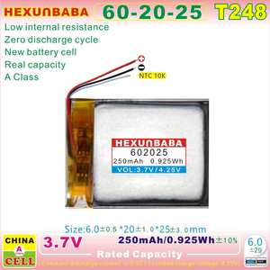 3.7V 250毫安时602025 3线NTC 10k聚合物锂离子电池，用于智能手表TWS耳机扬声器MP3耳机T248 - Product Image 4