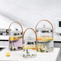 Pichet distributeur de boissons portable en PET sans BPA avec robinet, transparent, pour eau froide, thé aux fruits, style occidental, pour service en libre-service