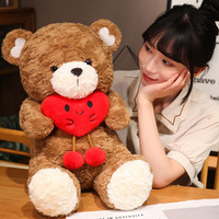 Je t'aime coeur rouge ours en peluche en peluche doux câlin ours brun peluche poupée oreiller saint valentin fête des mères