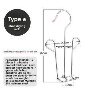 Scarpiera Pieghevole e Impilabile in Acciaio Inossidabile a Singolo Ripiano per Balcone <span class=keywords><strong>Esterno</strong></span> con Design Rinforzato e Gancio per Scarpe - Product Image 1