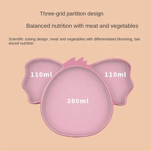 Vente flash Ensemble d'alimentation pour bébé personnalisé de qualité alimentaire non toxique sans BPA Bol en silicone assiettes divisées avec ventouse pour tout-petits - Product Image 3