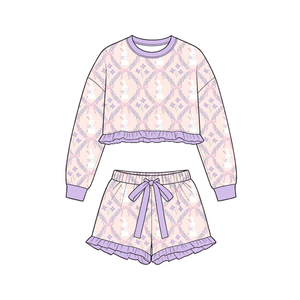 Conjuntos de Ropa para Niños al por Mayor, Conjunto de Shorts con Volantes de Conejito de Pascua para Niñas, Ropa a Juego para Niños - Product Image 2