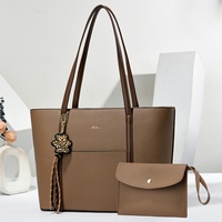 Ensemble de sacs fourre-tout coréens en PU deux pièces, couleur unie, décontracté, grande capacité, fermeture éclair, tendance, polyvalent, pour le quotidien
