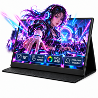 Moniteur portable tactile 16 pouces IPS FHD Plus 822G avec étui folio, double USB-C, HDMI, pour jeux et voyages, directement de l'usine, compatible avec les ordinateurs portables