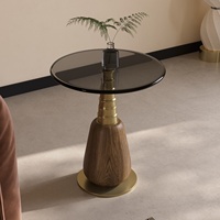 Table basse en verre nordique avec base en métal, élégante et mobile, table d'appoint ronde pour salon