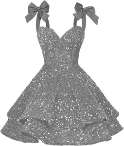 Elegante Vestido <span class=keywords><strong>de</strong></span> Noche con Corte en A, Lentejuelas Azules, Tirantes Finos y Cintura Ajustable con Lazo, para Fiestas <span class=keywords><strong>de</strong></span> Verano - Product Image 5