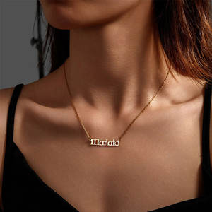 Collier en or anti-ternissement 18 carats en acier inoxydable véritable, bijoux fins, colliers personnalisés avec nom pour femmes et hommes - Product Image 2